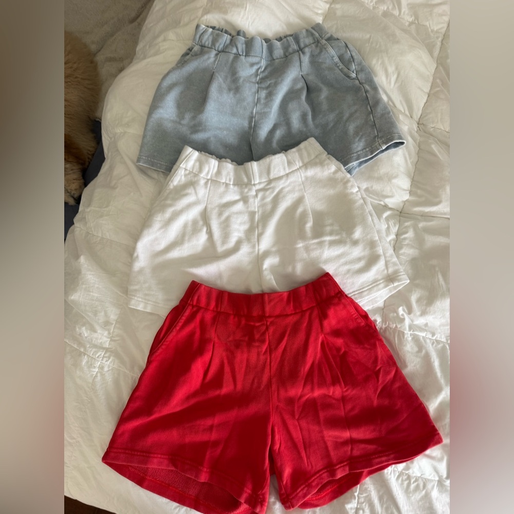 aerie High-Waist Pull-On Shorts in Red, White, Light Blue